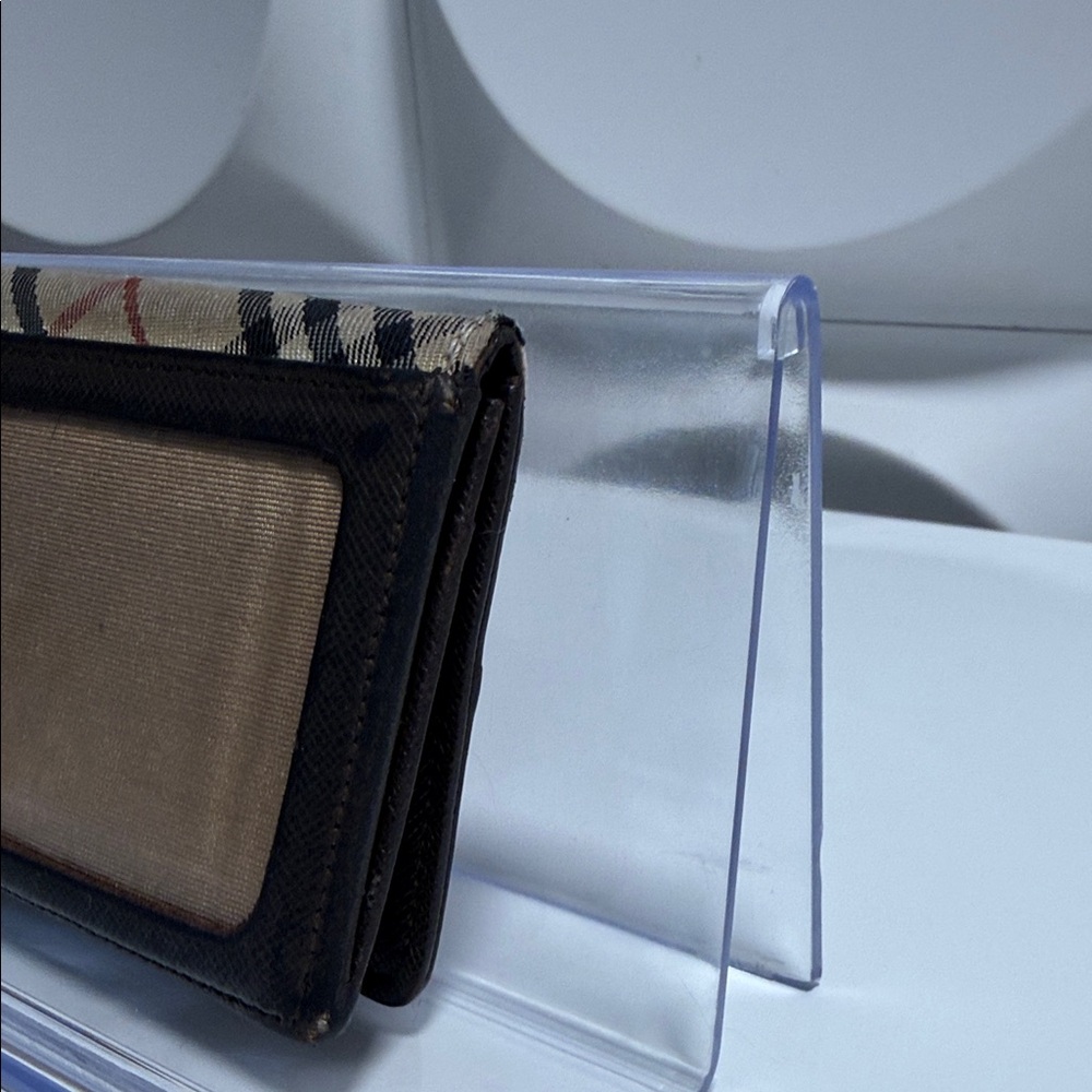 Burberry Beige Check & Brown Leather Card Holder - Picture 4 of 5